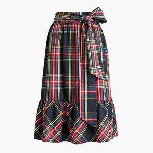 J Crew Factory Holiday Tartan Plain Midi Big Bow Skirt